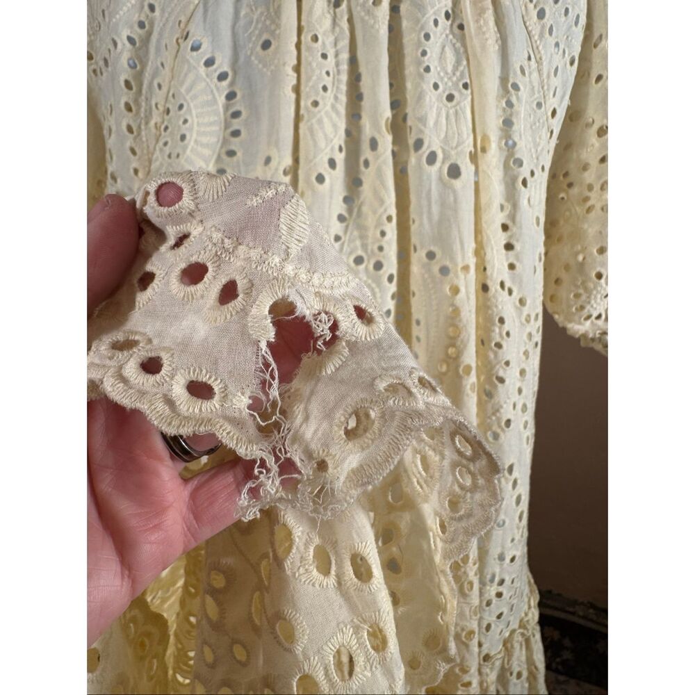 Spell & The Gypsy Collective Cream Eyelet Maxi Dress – Tiered | Tassel Tie Neckl - Picture 4 of 7